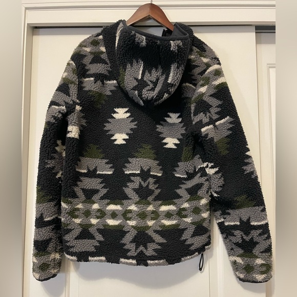 Lucky Brand Hi-Pile Southwest Fleece Hoodie Sweater W’s M (Men’s S) Black Green - Picture 2 of 10
